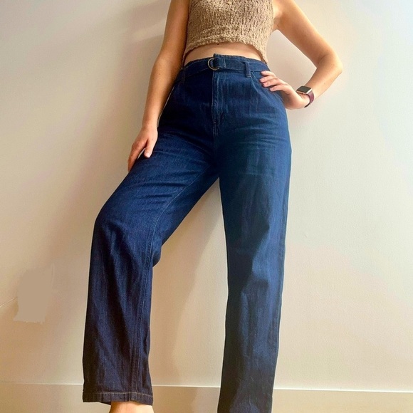 Uniqlo Relaxed fit high rise Belted Paperbag Jeans Size  24 - Picture 1 of 11